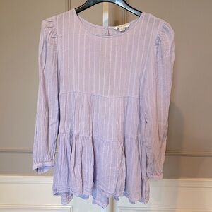 American Eagle Women's Small Lavender Peplum Peasant Boho Blouse Babydoll